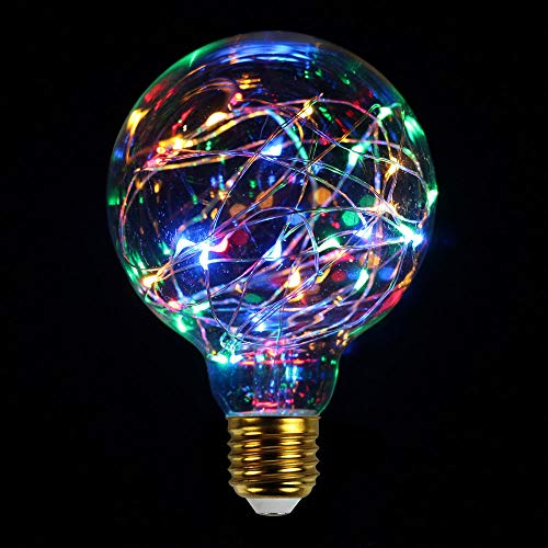 TIANFAN LED-Leuchtmittel, Neon-Lichter, 4 Farben, 50 LEDs, Silberdraht, RGB Flash1 W, E27 (G95) von TIANFAN