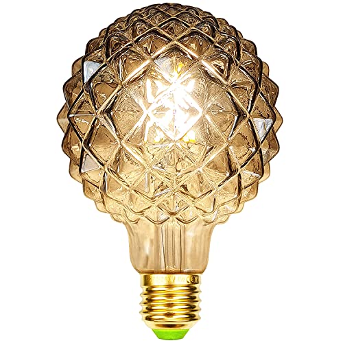 TIANFAN LED-Birnen Vintage 4 W 2700 K warmweiße Kristall-LED-Glühbirne 220/240 V Edison-Schraube E27-Sockel Spezial-dekorative Glühbirne G95 Ananas (Rauch) von TIANFAN