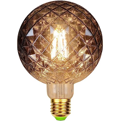TIANFAN LED-Birnen Vintage 4 W 2700 K warmweiße Kristall-LED-Glühbirne 220/240 V Edison-Schraube E27-Sockel Crystal Spezial-dekorative Glühbirne φ125mm (Rauch) von TIANFAN