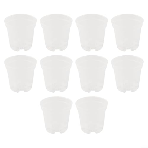 10 transparente Blumentöpfe, transparenter Kunststoff-Orchideentopf mit Drainagelöchern für Orchideen, Sukkulenten, Kräuter und mehr (13,2 cm) von TIANHENGMart