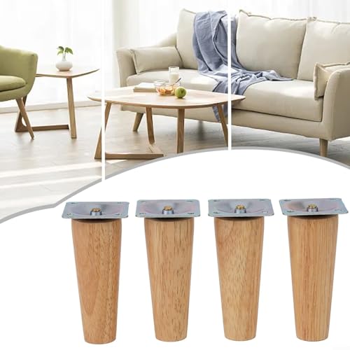 4 x Tischbeine aus Massivholz mit Gummifüßen, um Ihre Böden sicher zu halten, geeignet für Sofas und Schränke (schräg 10 cm) von TIANHENGMart
