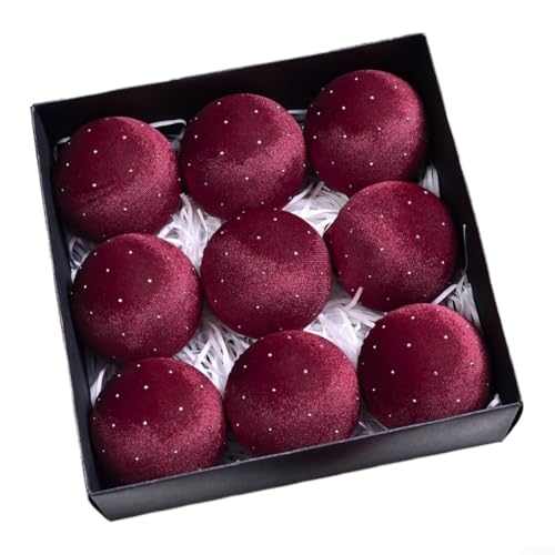 9 x Samt-Weihnachtskugeln für Feiertage und Weihnachtsbaumdekorationen, verleiht festlichen Arrangements eine luxuriöse Note (rot) von TIANHENGMart
