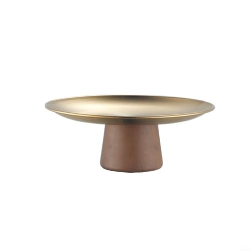 Dessertteller mit Holzsockel, perfekt zum stilvollen Servieren von Kuchen und Früchten (Gold, 20 cm) von TIANHENGMart