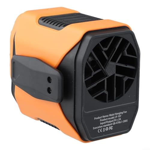 Hiking Companion Wiederaufladbarer tragbarer Taillen-Ventilator mit leistungsstarkem Luftstrom und integrierter Lichtquelle (Orange) von TIANHENGMart