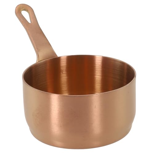 Kompakter 100 ml Edelstahl-Topf mit Loch zum Aufhängen und glattem Rand, entworfen zum Erhitzen von Milch, zum Herstellen von Saucen und zum Kochen kleiner Portionen (Bronze M) von TIANHENGMart