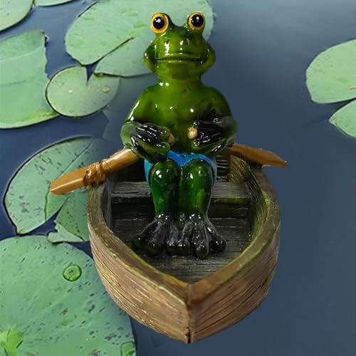 Realistische schwimmende Frosch-Skulptur aus Harz, Floß, schwimmende Tierstatue, handbemalt, Garten- und Teichdekoration für Haus, Hof, Teich (Froschholz) von TIANHENGMart