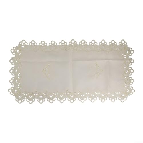 Rechteckige Tischdecke, handgefertigte Häkelspitze Tischdecke mit europäischer Stickerei für Teetisch, Küchentisch, Schreibtische und mehr (weiß) von TIANHENGMart