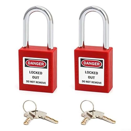 Sicherheitsschloss Vorhängeschloss, 2 Vorhängeschlösser mit 2 Schlüsseln, Bügel aus Stahl und Nylon, Rot Sicherheitsschloss Vorhängeschloss, 2 Vorhängeschlösser mit 2 Schlüsseln, Bügel aus Stahl und Nylon, Rot von TIANHENGMart