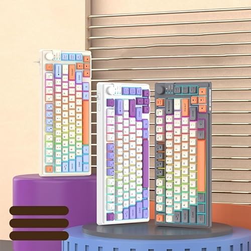 TIANHENGMart Stabile ABS-Konstruktion, Gaming-Tastatur mit TFT-Bildschirm, Multifunktionsknopf (Seeblau) von TIANHENGMart