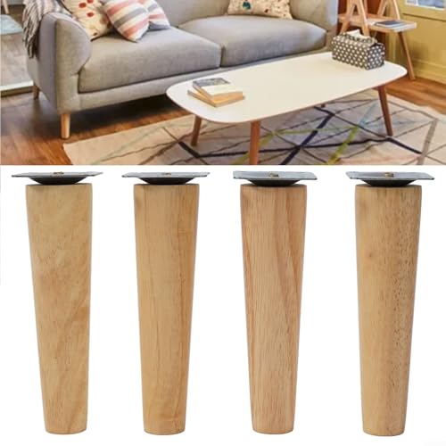 TIANHENGMart Tischbeine aus Massivholz mit Gummifüßen, um Ihre Böden sicher zu halten, geeignet für Sofas und Schränke (schräg 15 cm), 4 Stück von TIANHENGMart