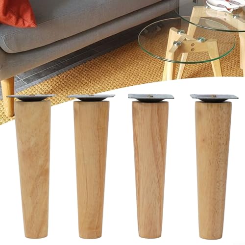TIANHENGMart Tischbeine aus Massivholz mit Gummifüßen, um Ihre Böden sicher zu halten, geeignet für Sofas und Schränke (schräg 8 cm), 4 Stück von TIANHENGMart