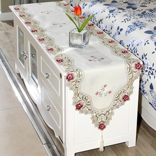 Tischläufer mit Blumenmuster, durchscheinend, perfekt für mehr Stil auf Ihrem Tisch (40 x 196 cm, Nr. 5) von TIANHENGMart