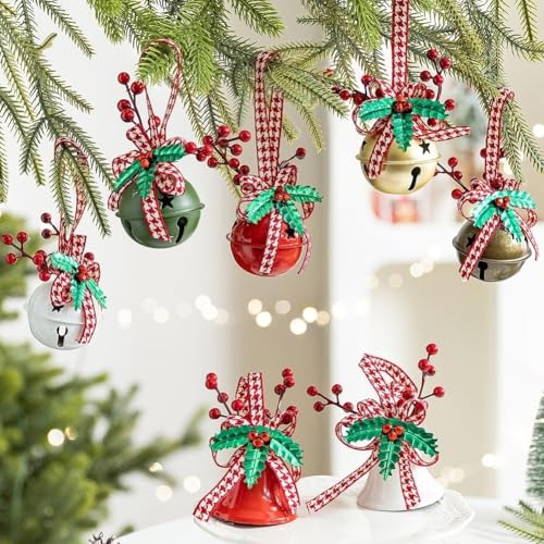 Weihnachtsbaum-Zubehör mit 7 Schleifenglocken-Anhängern für festliches Windspiel und saisonale Heimdekoration von TIANHENGMart