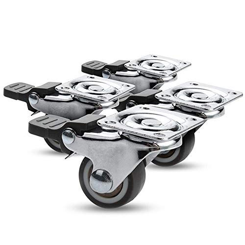 Langlebiges Universalrad, 4-teilige Lenkrollen aus weichem Gummi, robuste Rollenwagenrolle mit Bremse für Möbelplattformwagen (Farbe: Bremse und keine Bremse, Größe: 1,0 Zoll) von TIANHEY