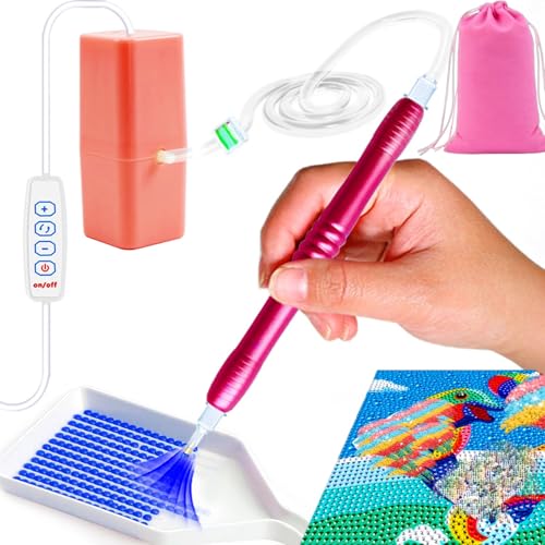 Elektrischer Diamond Painting Stift, Diamond Painting Stift mit Vakuum Pumpe, Elektrische Diamond Painting Sauger Werkzeug, Langlebig und Effizient Diamant Painting Stift für Diamantmalerei DIY (Rosa) von TIANHOO