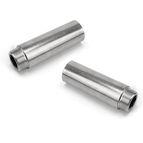 TIANLIN 1/2 Zoll Verlängerung, 2 Stücke Hahnverlängerung Edelstahl 1/2 zoll (IG Ø 20mm X AG Ø 24.5mm) Gewindefitting, Nicht leicht zu Rosten, für Wasserhähne Eckventile Duschköpfe von TIANLIN