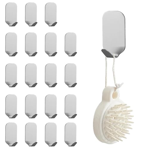 TIANLIN 20er Set Klebehaken Edelstahl 304 - Selbstklebende Haken ohne Bohren für Bad, Küche & Wohnen | Starker Halt bis 3kg | Wasserdicht & Rostfrei von TIANLIN