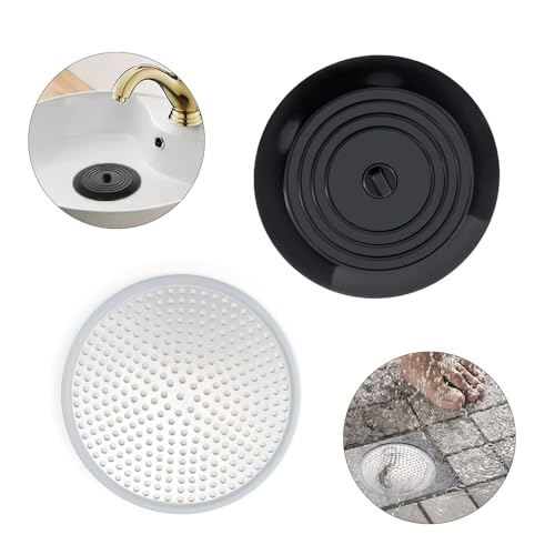 TIANLIN Abflussstopfen mit Sieb, Abflusssieb Silikon, Abflusssieb Waschbecken, Waschbeckenstöpsel mit Haarsieb, für Küchenspülen, Badezimmer, Badewannen, Waschküchen und Schwimmbäder von TIANLIN
