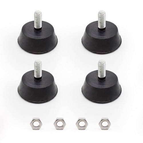 TIANLIN 4 Stück Gummifüße Schraubbar, Gummipuffer M6 X 16 mm, Chassisdurchmesser 32 mm, Gummifüße M6, für Schränke, Tische, Stühle, Sofas, Vitrinen (Schwarz) von TIANLIN