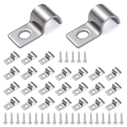TIANLIN M10 Kabelschellen Metall, 25 Stück Kabelschellen zum Schrauben, 304 Edelstahl Kabelhalter Wand, Wandmontierte Kabelklemme mit Schrauben, für Kabeln Bündigen Installation von TIANLIN