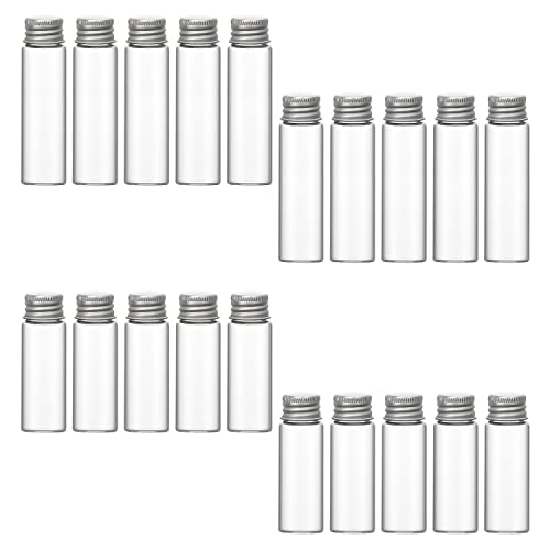 20 Stück Aluminium-Glasflaschen mit Schraubverschluss, Klarglasflaschen, kleine Behälter mit Deckel, Mini-Glasflaschen, Probenflaschen, Nachrichtenflaschen. Für Süßigkeiten, Flüssigkeiten, Gewürze von TIANNAIT