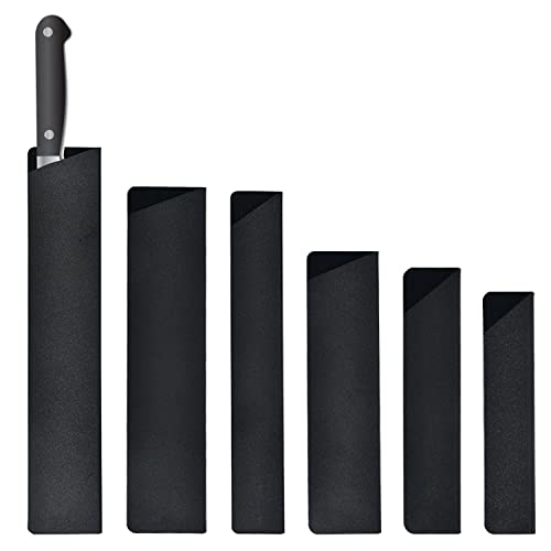 6 Stück ABS Beflockungsmesser-Sets, rechteckige Klingenschutz, Scheide-Sets, 6 Art Größen von Klingenschutz, tragbare Küchenwerkzeuge (schwarz) von TIANNAIT