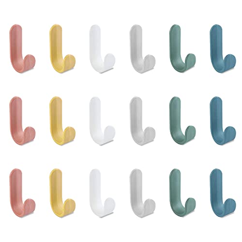 TIANNAIT 18 Stück stanzfreie Haken, Mini-Wandhaken, Kleiderhaken hinter der Tür, Multifunktionaler nicht markierender klebriger Haken, bunte Badezimmerhaken, zum Aufhängen von Handtüchern, Schlüsseln von TIANNAIT