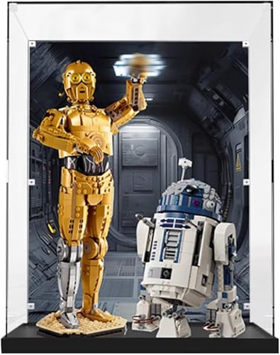 Acryl-Vitrine für Lego 75398 + 75379 Star Wars C-3PO/R2-D2, staubdichte Box, Aufbewahrungsbox, transparente Box, Displaybox, kompatibel mit Lego 75398 75379 (kein Modell (Self Assembly Required) von TIANQING