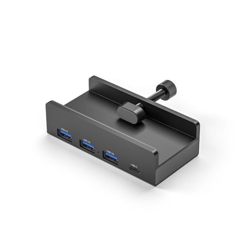 TIANQUXNGI Externe Dockstation mit 4 Anschlüssen, Aluminium, USB 3.0, Typ C, Clip-Hubs mit Netzteil-Kartensteckplatz, 5 Gbit/s Datenübertragung von TIANQUXNGI