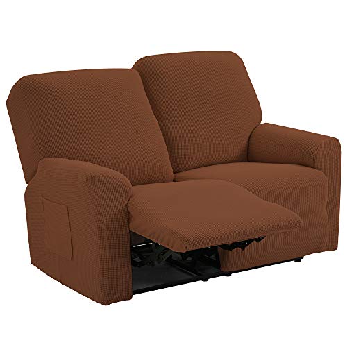 TIANSHU 2 Sitzer Sesselschoner, Liegestuhlbezug Sesselhusse Sesselschoner für Fernsehsessel Elastischer Antirutsch Stretchhusse Weich Stoff (Kaffee) von TIANSHU