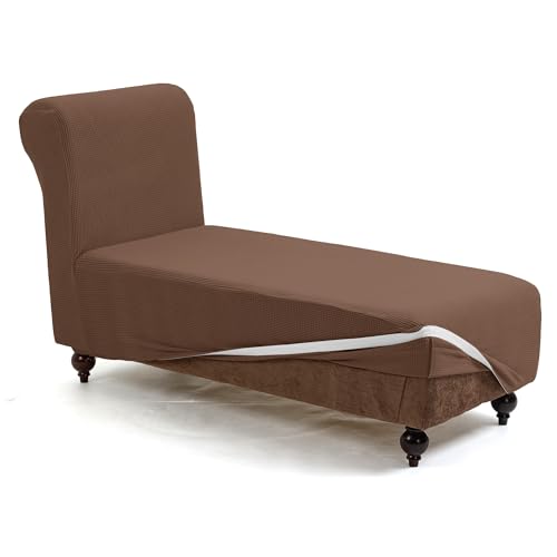 TIANSHU Chaiselongue Bezug Stretch, rutschfest Bezug für Chaiselongue Sofabezug Elastische Bezug für Liegesessel Antirutsch Stretchhusse Komfort Stoff Möbelschutz (Kaffee) von TIANSHU