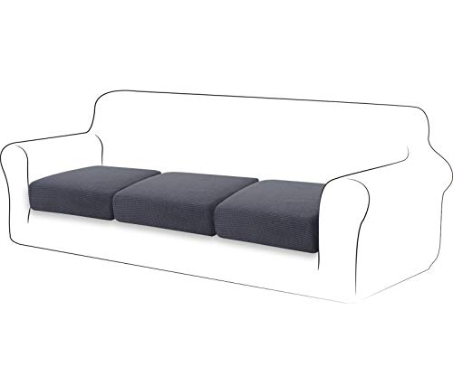 TIANSHU Sofa Sitzkissenbezug Stretch, Sitzkissenbezüge rutschfest, Jacquard-Stretch-Sofasitzbezug, Sofa überzug Elastischer, Schonbezug für Sofa Sitzkissen mit Gummiband (3 Stück,Grau) von TIANSHU