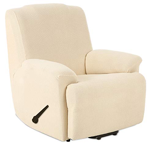 TIANSHU 1 Sitzer Sesselschoner, Liegestuhlbezug Sesselhusse Sesselschoner für Fernsehsessel Elastischer Antirutsch Stretchhusse Weich Stoff (Beige) von TIANSHU