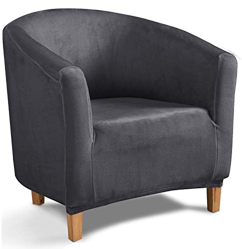 TIANSHU Samt Tub Stuhlhussen,Soft Velvet Plush Couchbezug stilvolle Luxus-Möbelbezüge Anti-Rutsch-High Stretch Tub Chair Cover(Tub Chair Cover, Grau) von TIANSHU