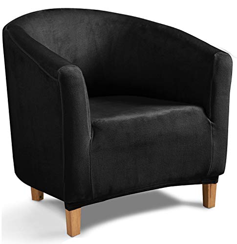 TIANSHU Samt Tub Stuhlhussen,Soft Velvet Plush Couchbezug stilvolle Luxus-Möbelbezüge Anti-Rutsch-High Stretch Tub Chair Cover(Tub Chair Cover, Schwarz) von TIANSHU