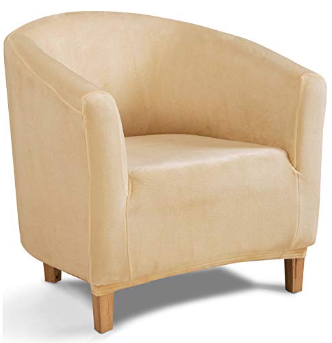 TIANSHU Samt Tub Stuhlhussen,Soft Velvet Plush Couchbezug stilvolle Luxus-Möbelbezüge Anti-Rutsch-High Stretch Tub Chair Cover(Tub Chair Cover, Warmer Sand) von TIANSHU