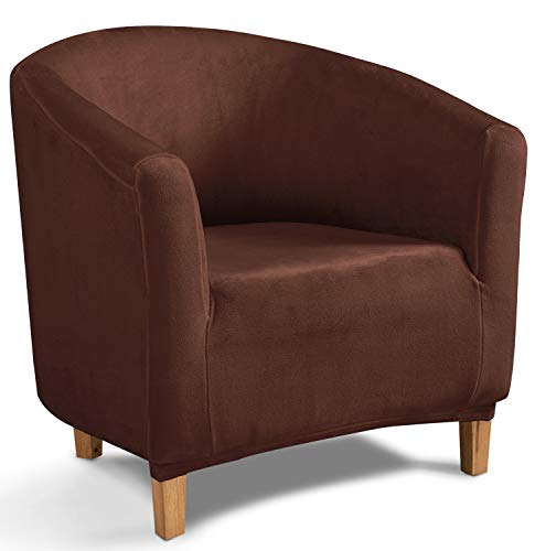 TIANSHU Samt Tub Stuhlhussen,Soft Velvet Plush Couchbezug stilvolle Luxus-Möbelbezüge Anti-Rutsch-High Stretch Tub Chair Cover(Tub Chair Cover, Kaffee) von TIANSHU