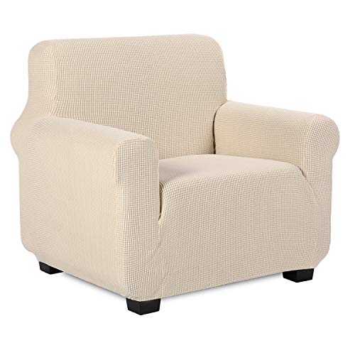 TIANSHU Sesselbezüge,Spandex Sofabezug Stretch Couchbezug Elastischer Antirutsch Stretchhusse Weich Stoff,Jacquard-Stretch-Sofabezug, sesselbezug Schonbezug für Sofa-Sofahalter (Beige) von TIANSHU