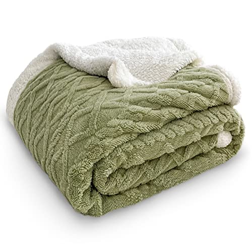 TIANSHU Sherpa Kuscheldecke Doppellagige, Flauschig Decke Fleecedecke Weich Blanket Warm Fleecedecke Sofadecke Universell für Wohn- und Schlafzimmer (100x150cm, Grün) von TIANSHU