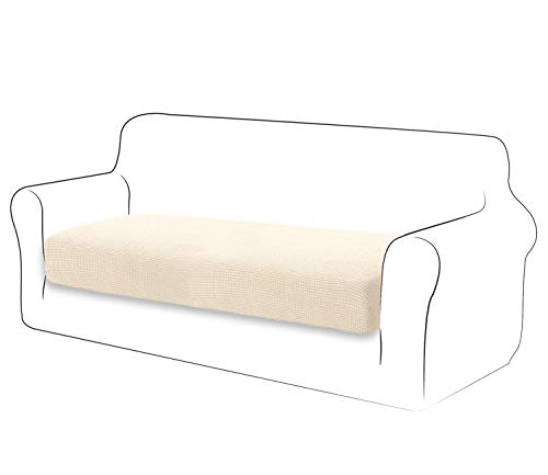 TIANSHU Sofa Sitzkissenbezug Stretch, Sitzkissenbezüge rutschfest, Jacquard-Stretch-Sofasitzbezug, Sofa überzug Elastischer, Schonbezug für Sofa Sitzkissen mit Gummiband (2 Sitzer,Beige) von TIANSHU