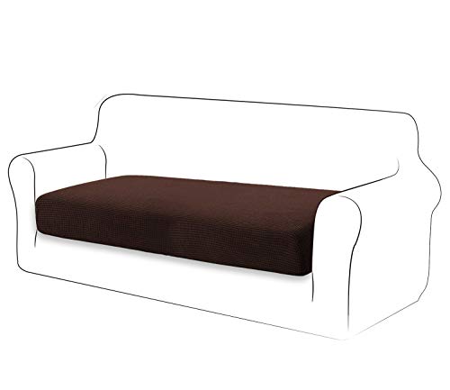 TIANSHU Sofa Sitzkissenbezug Stretch, Sitzkissenbezüge rutschfest, Jacquard-Stretch-Sofasitzbezug, Sofa überzug Elastischer, Schonbezug für Sofa Sitzkissen mit Gummiband (2 Sitzer,Schokolade) von TIANSHU