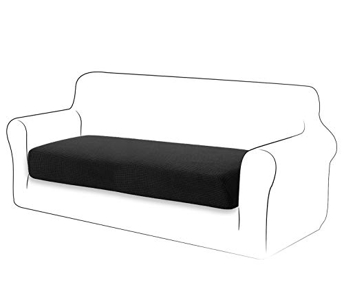 TIANSHU Sofa Sitzkissenbezug Stretch, Sitzkissenbezüge rutschfest, Jacquard-Stretch-Sofasitzbezug, Sofa überzug Elastischer, Schonbezug für Sofa Sitzkissen mit Gummiband (2 Sitzer,Schwarz) von TIANSHU