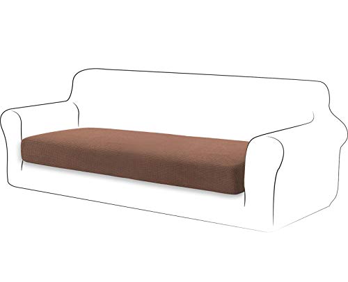 TIANSHU Sofa Sitzkissenbezug Stretch, Sitzkissenbezüge rutschfest, Jacquard-Stretch-Sofasitzbezug, Sofa überzug Elastischer, Schonbezug für Sofa Sitzkissen mit Gummiband (3 Sitzer,Kaffee) von TIANSHU