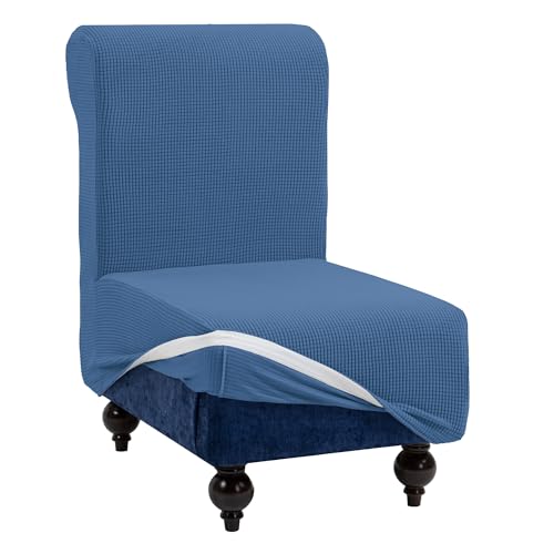 TIANSHU Sofabezug Ohne Armlehnen 1 Sitzer, Spandex Couchbezug Ohne Armlehne Elastischer Antirutsch Stretchhusse Komfort Stoff (1 Sitzer, Denim Blue) von TIANSHU