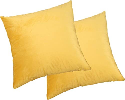 TIANSHU Überwurf-Kissenbezug, einfarbiger Samt, dekorative quadratische Kissenbezüge, Kissenbezüge, Kissenbezüge für Sofa, Schlafzimmer, Auto (35x35CM,2er-Set, Gelbes Gold) von TIANSHU