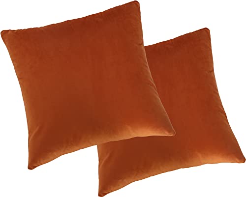 TIANSHU Überwurf-Kissenbezug, einfarbiger Samt, dekorative quadratische Kissenbezüge, Kissenbezüge, Kissenbezüge für Sofa, Schlafzimmer, Auto (35x35CM,2er-Set, Orange) von TIANSHU