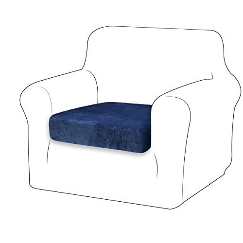 TIANSHU Velvet Stretch Kissenbezug Sofakissen Schonbezug Möbelschutz Sofa Sitzbezug für Couch 1-teilige Velvet Kissenbezüge für 1 Sitzer (1 Sitzer, Navy blau) von TIANSHU