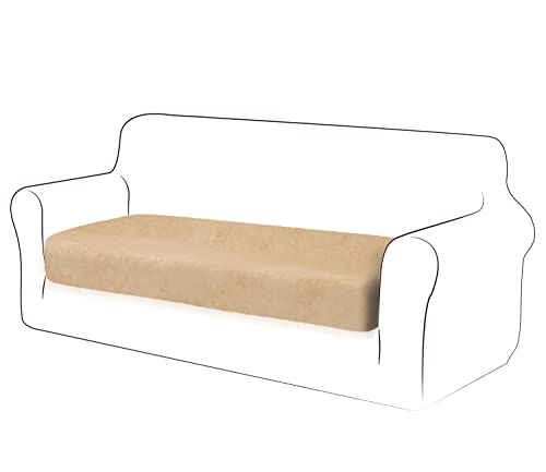 TIANSHU Velvet Stretch Kissenbezug Sofakissen Schonbezug Möbelschutz Sofa Sitzbezug für Couch 1-teilige Velvet Kissenbezüge für 2 Sitzer (2 Sitzer, Warmer Sand) von TIANSHU