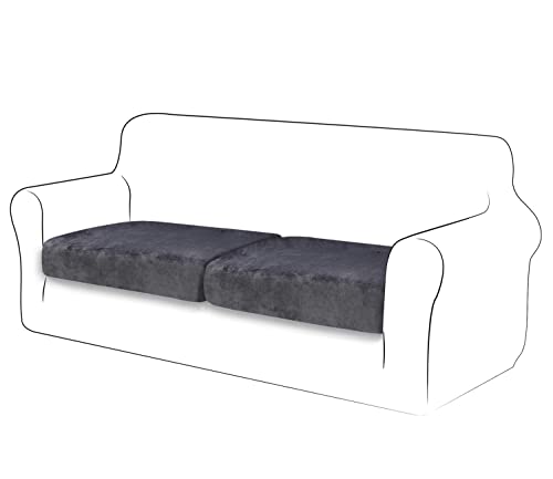 TIANSHU Velvet Stretch Kissenbezug Sofakissen Schonbezug Möbelschutz Sofa Sitzbezug für Couch 1-teilige Velvet Kissenbezüge für 2 Stück (2 Stück, Grau) von TIANSHU