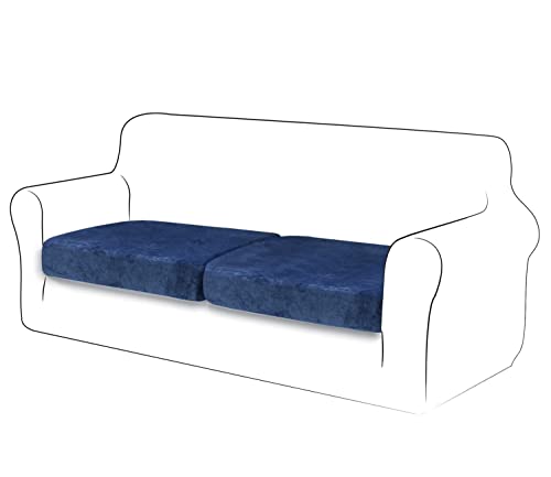 TIANSHU Velvet Stretch Kissenbezug Sofakissen Schonbezug Möbelschutz Sofa Sitzbezug für Couch 1-teilige Velvet Kissenbezüge für 2 Stück (2 Stück, Navy blau) von TIANSHU